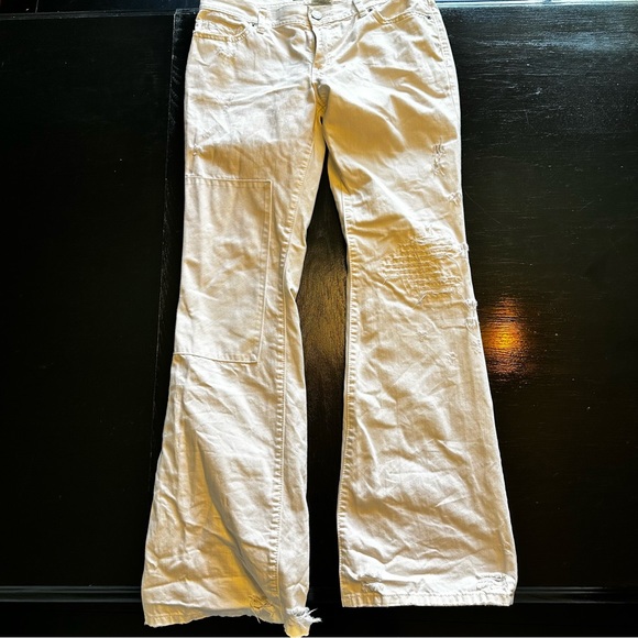 Vintage GAP Size 8 White Wide Leg Mom Jean Flared Jean Denim Street Destroyed - Picture 1 of 14